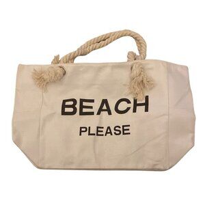 TESALATE Beach Please Large Canvas Beach Tote Bag NWT